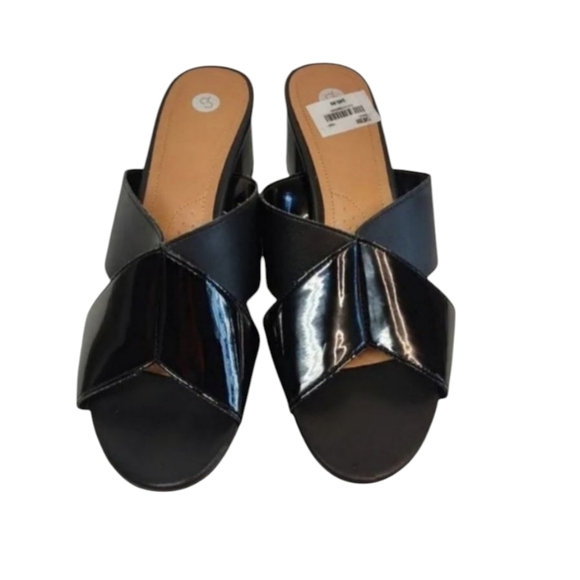 CP Women's Black Slip-On High Heel Sandals Size 8M NWOT - Picture 6 of 11